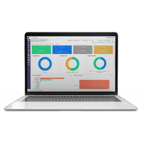 Dashboard do sistema sendo mostrado num dispositivo laptop